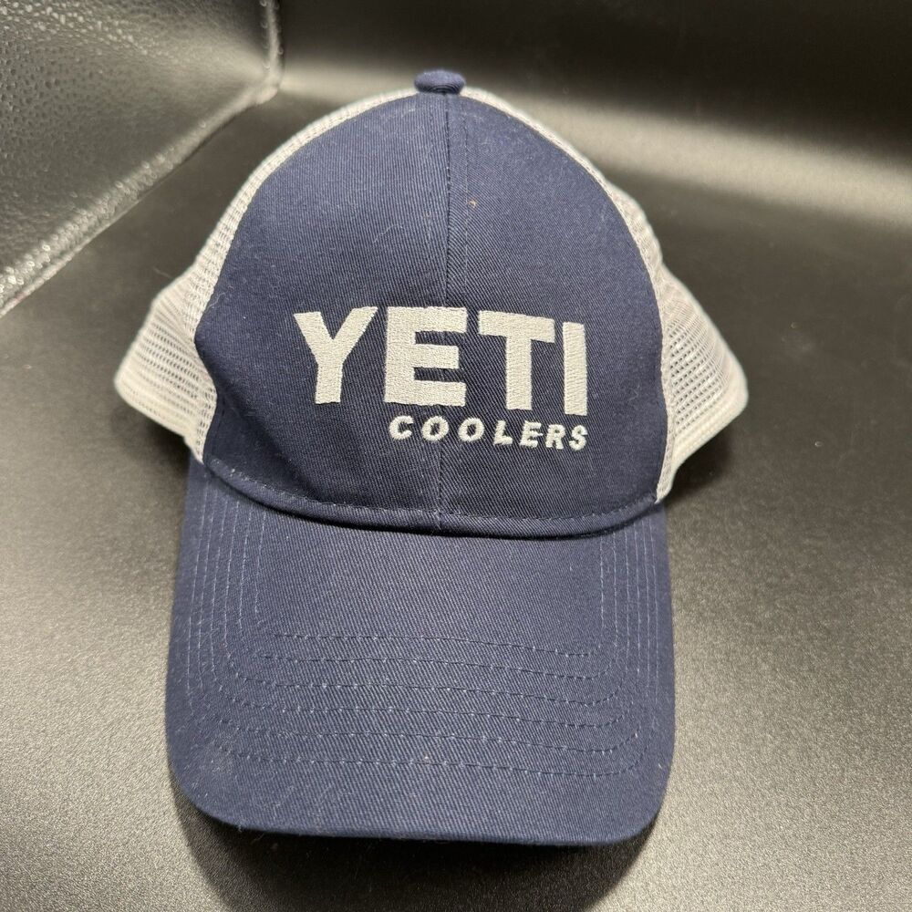 Yeti Coolers Trucker Hat Unisex Blue White Mesh Snap Back Adjustable Embroidered